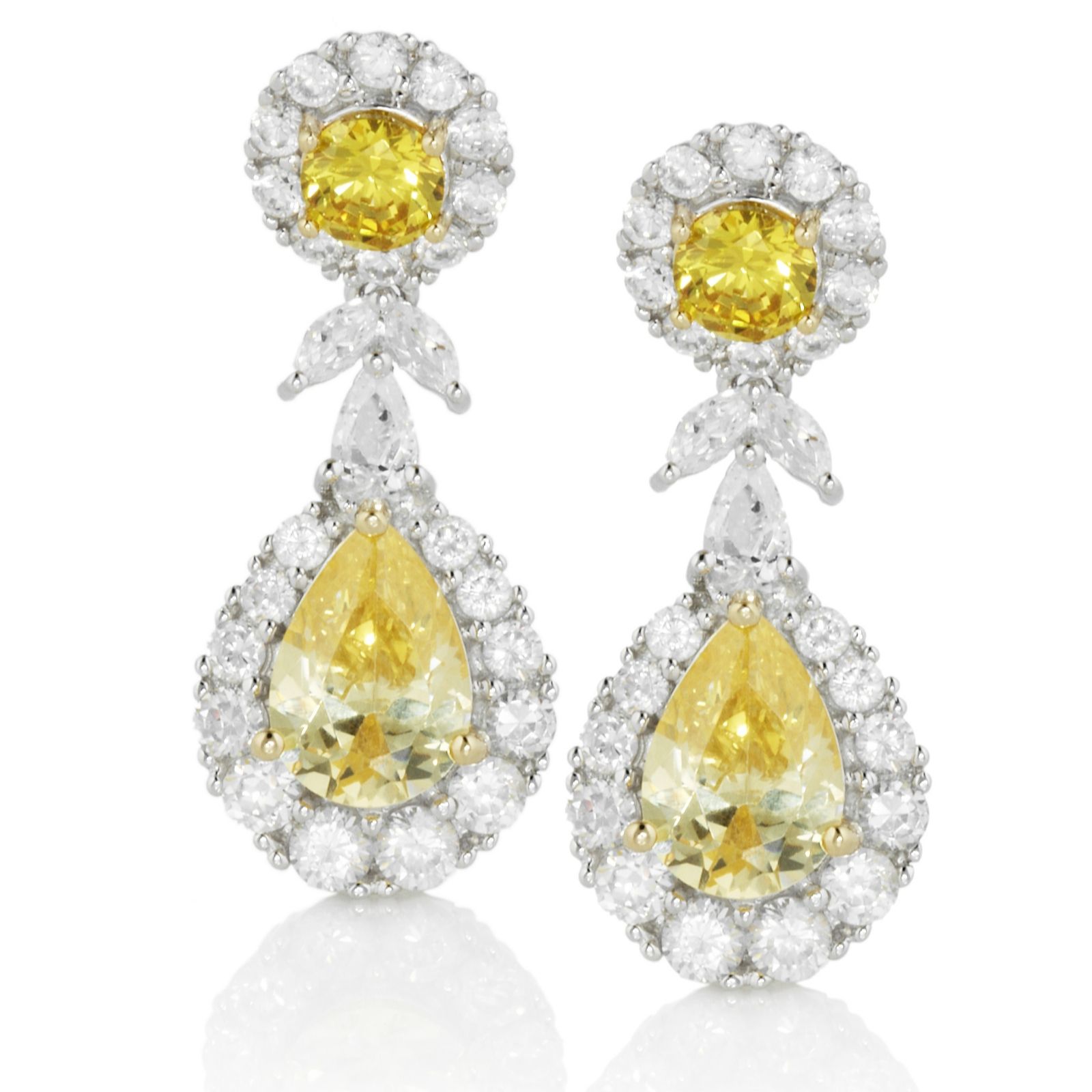 Diamonique by Tova 7.7ct tw Pear Drop Earrings Sterling Silver QVC UK