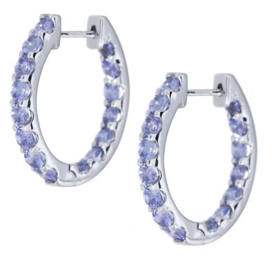1.6ct Tanzanite Snuggie Hoop Earrings 9ct White Gold - QVC UK