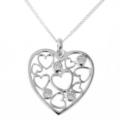 Diamonique clearance heart necklace