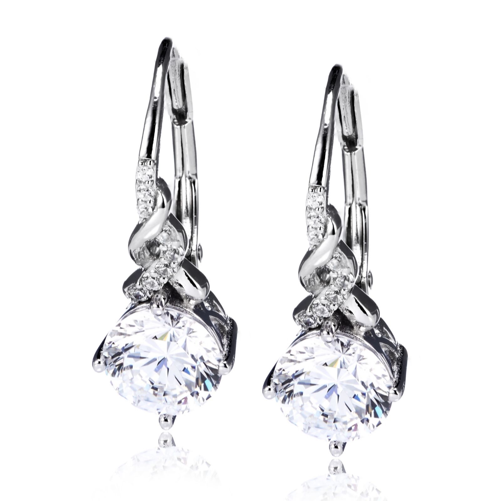 Outlet Diamonique 3.1ct tw Atlantis Cut Leverback Earrings Sterling