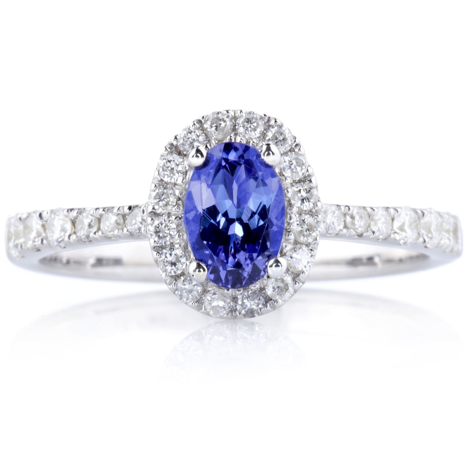 0.5ct AAA Tanzanite & 0.3ct Diamond Solitaire Ring 18ct White Gold - QVC UK