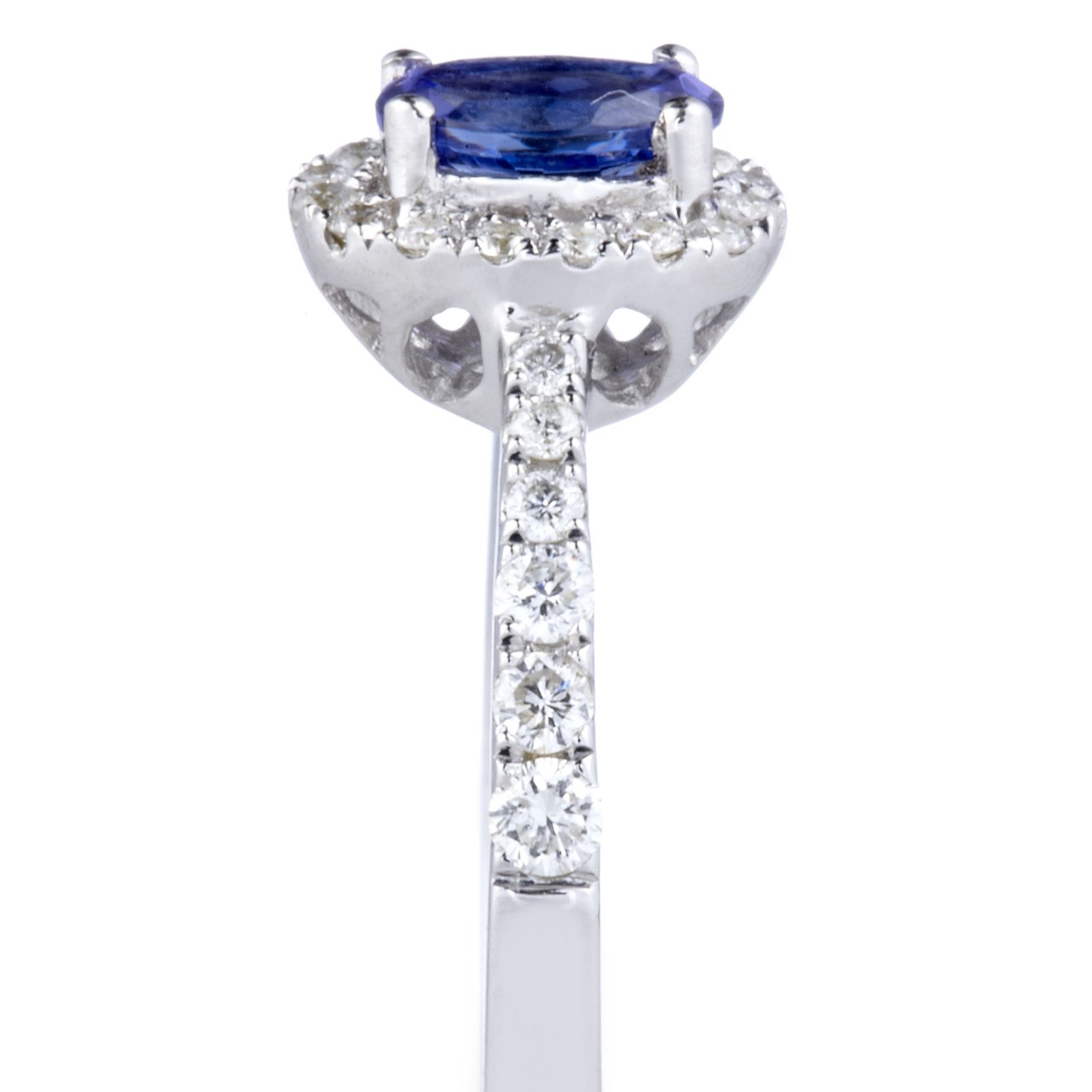 0.5ct AAA Tanzanite & 0.3ct Diamond Solitaire Ring 18ct White Gold - QVC UK