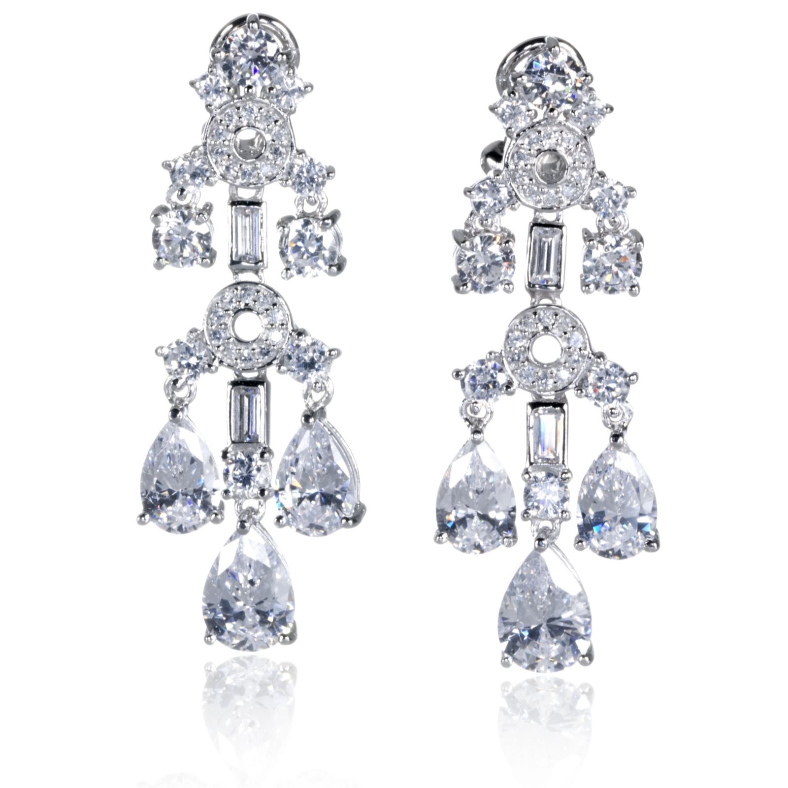 Diamonique By Tova 14.5ct tw Chandelier Earrings Sterling Silv QVC UK
