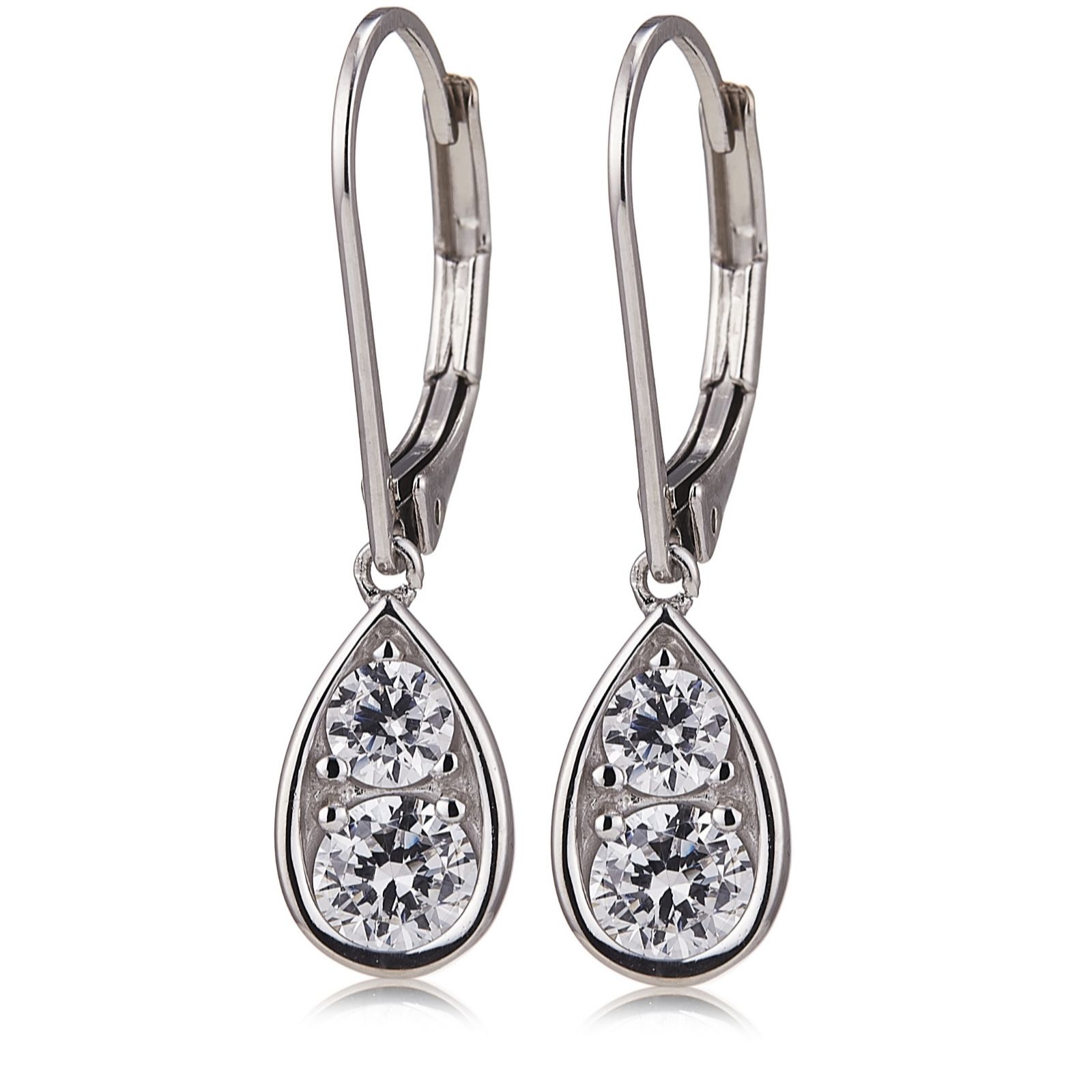 Diamonique 100ct Tw Leverback Drop Earrings Sterling Silver Qvc Uk 