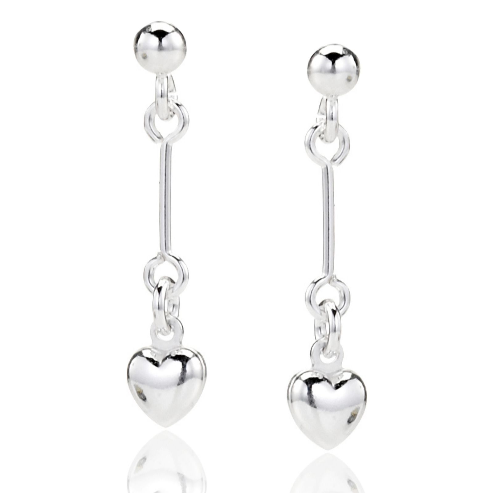 Pure Silver Heart Drop Earrings Sterling Silver - QVC UK