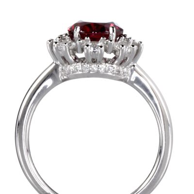 Diamonique By Tova 3ct tw Ruby Cluster Ring Sterling Silver - QVC UK