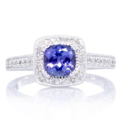 1ct AAA Premier Tanzanite & 0.5ct Diamond Ring 18ct White Gold - QVC UK