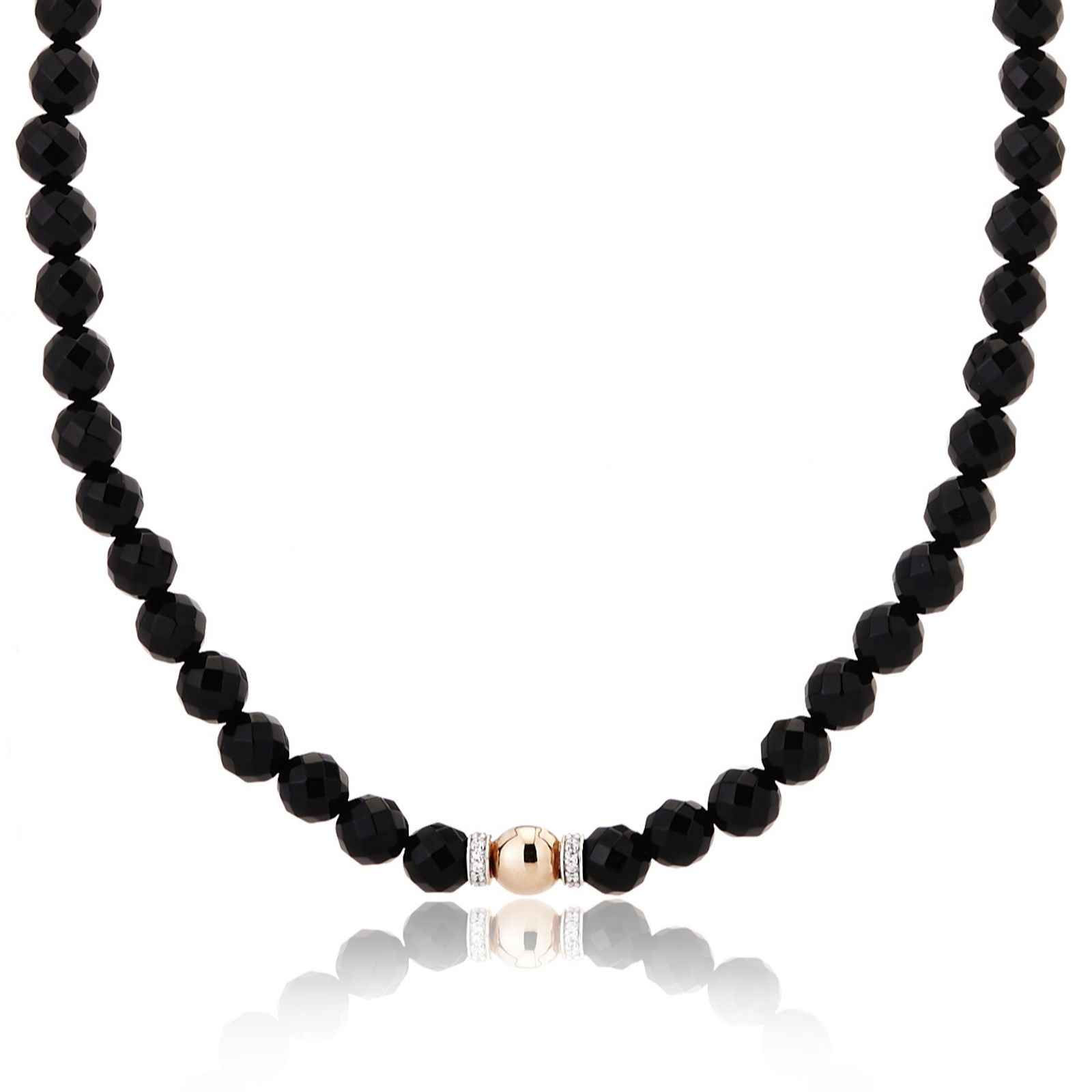 Ti Sento Faceted Black Onyx Bead Necklace Sterling Silver - QVC UK