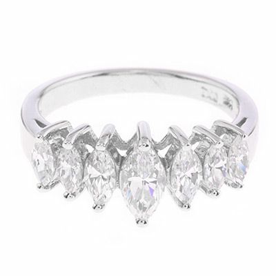 Epiphany Platinum Clad Diamonique SS Marquise Cut 7 Stone Ring - QVC UK