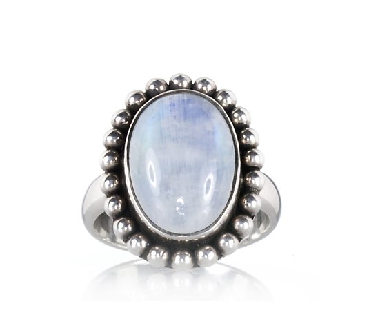 Treasures of India Oval Moonstone Ring Sterling Silver - QVC UK
