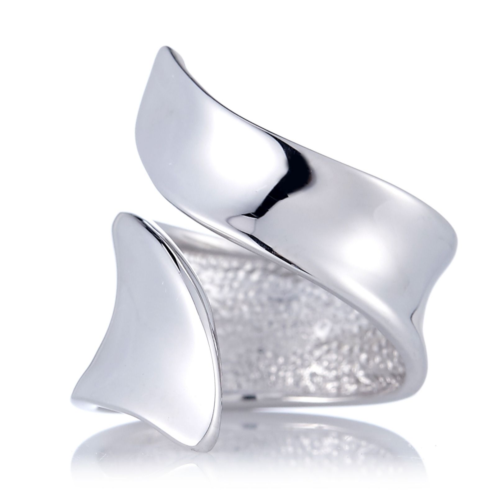 Bianca Platinum Plated Swerve Ring Sterling Silver - QVC UK