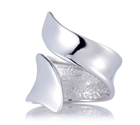 Bianca Platinum Plated Swerve Ring Sterling Silver - QVC UK