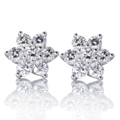 diamond earrings stone cluster stud 9ct 1ct canadian gold qvc