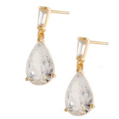 Diamonique Veronese 6ct tw Pear Cut Drop Earrings Sterling Silver - QVC UK