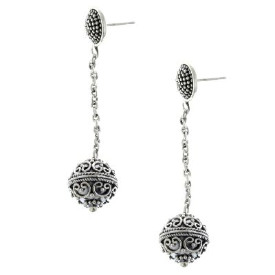 Suarti Collection Detailed Design Oxidised Drop Earrings Sterling ...