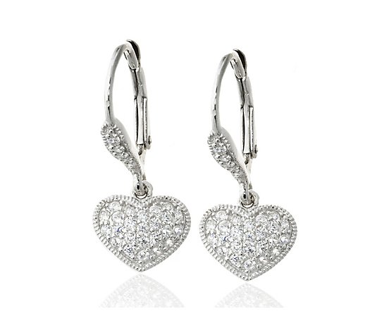 Diamonique By Joseph Esposito 0.5ct tw Pave Heart Earrings Sterling ...