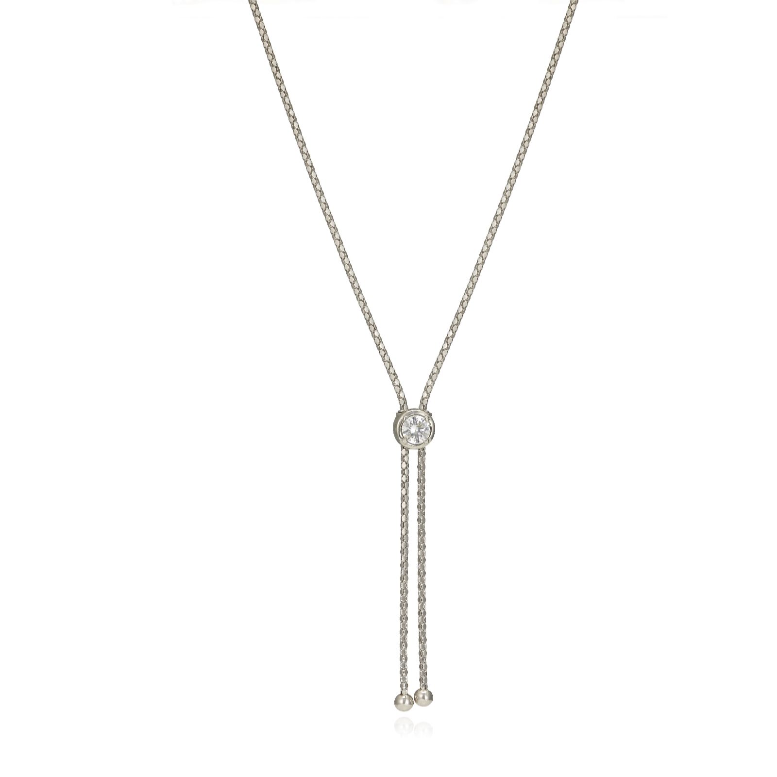 Diamonique 0.9ct tw 80cm Slider Necklace Sterling Silver - Page 1 - QVC UK