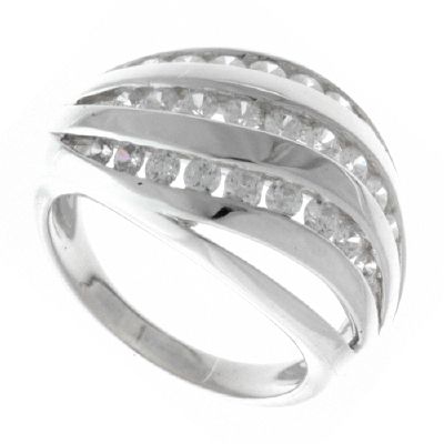 Diamonique 1.2ct tw Dome Cluster Band Ring Sterling Silver - QVC UK