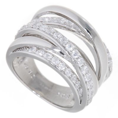 Diamonique 0.88ct tw Pave Wrap Band Ring Sterling Silver - QVC UK