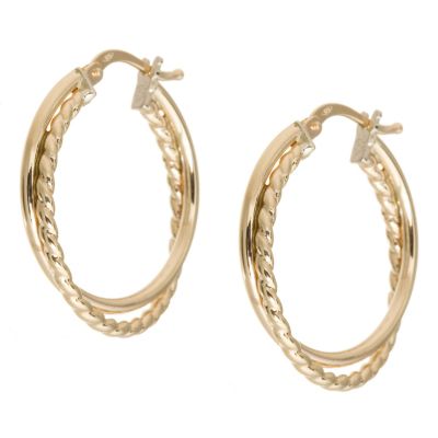 9ct Gold Double Hoop Earrings - QVC UK