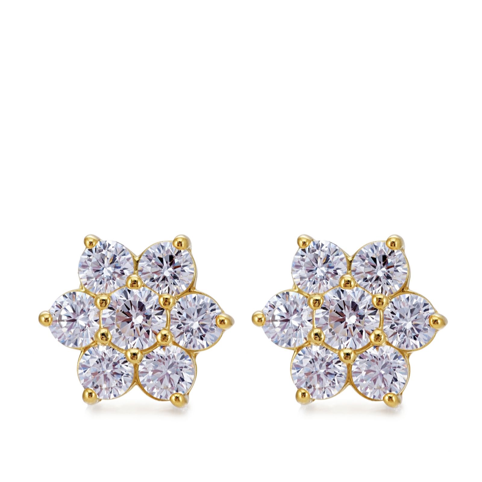 Outlet Diamonique 1.5ct tw Cluster Stud Earrings Sterling Silver - QVC UK