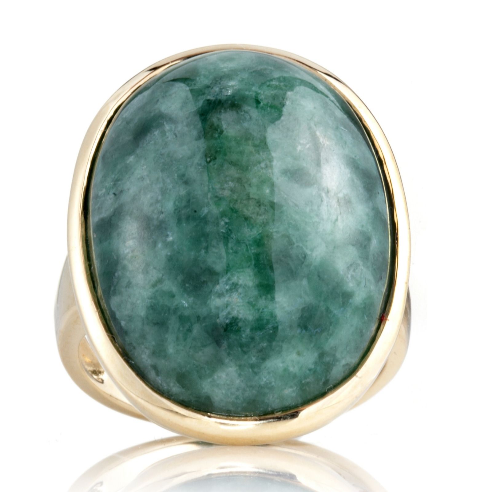 Russian Jade Oval Solitaire Ring 9ct Gold - QVC UK