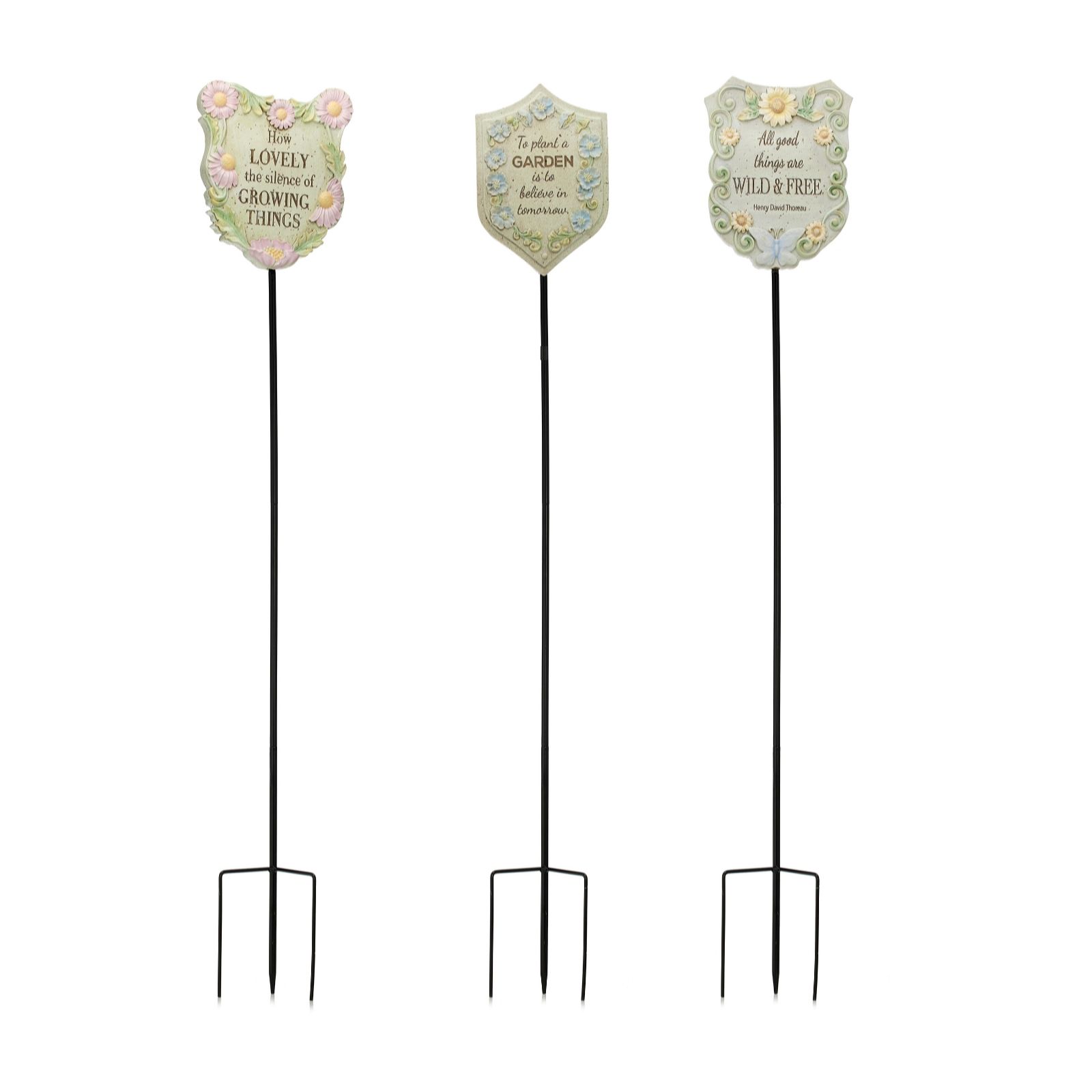 Garden Reflections Set of 3 Garden Sign Stakes