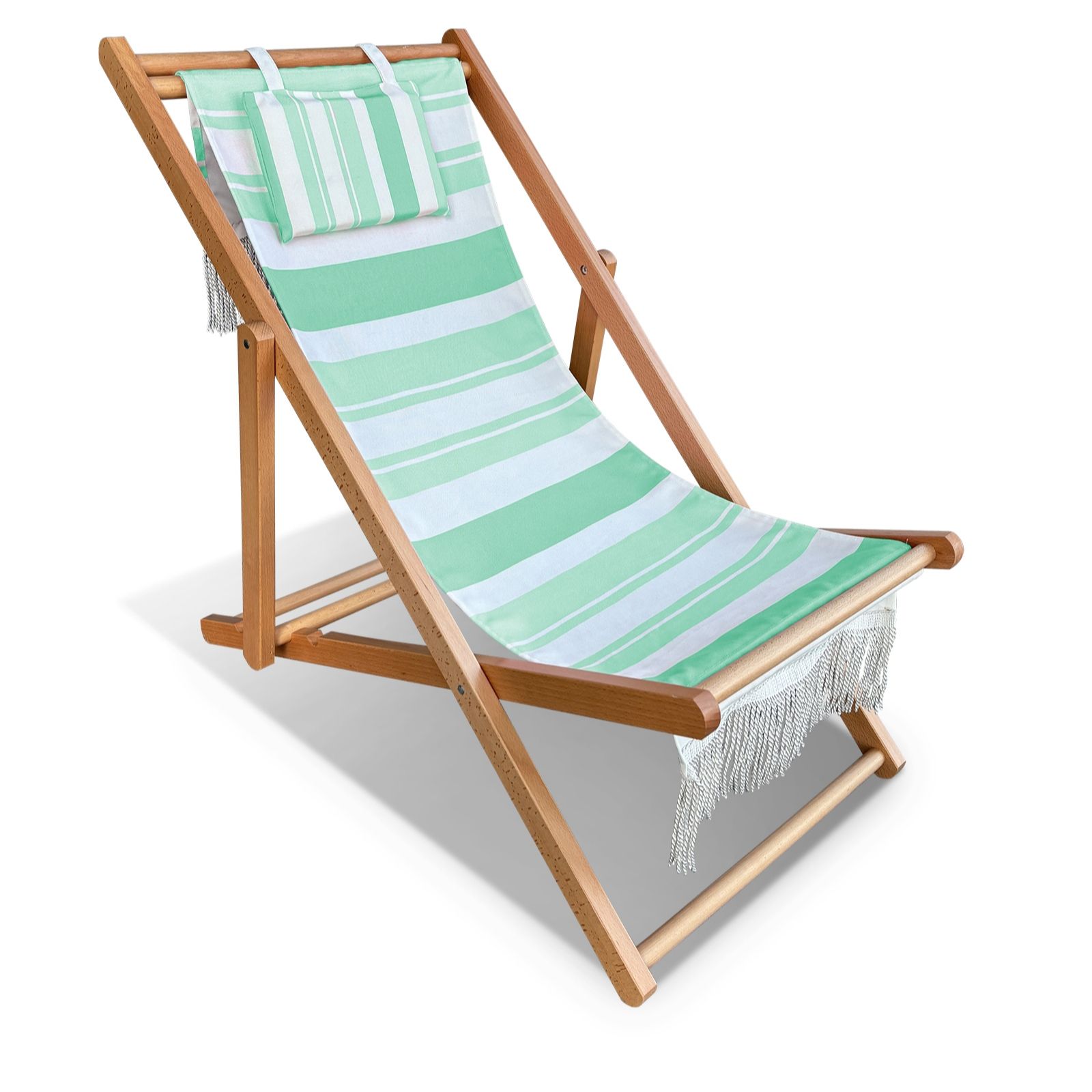 Garden Stories Sorbet Collection Pastel Striped Deckchair Pillow &Pocket Detail