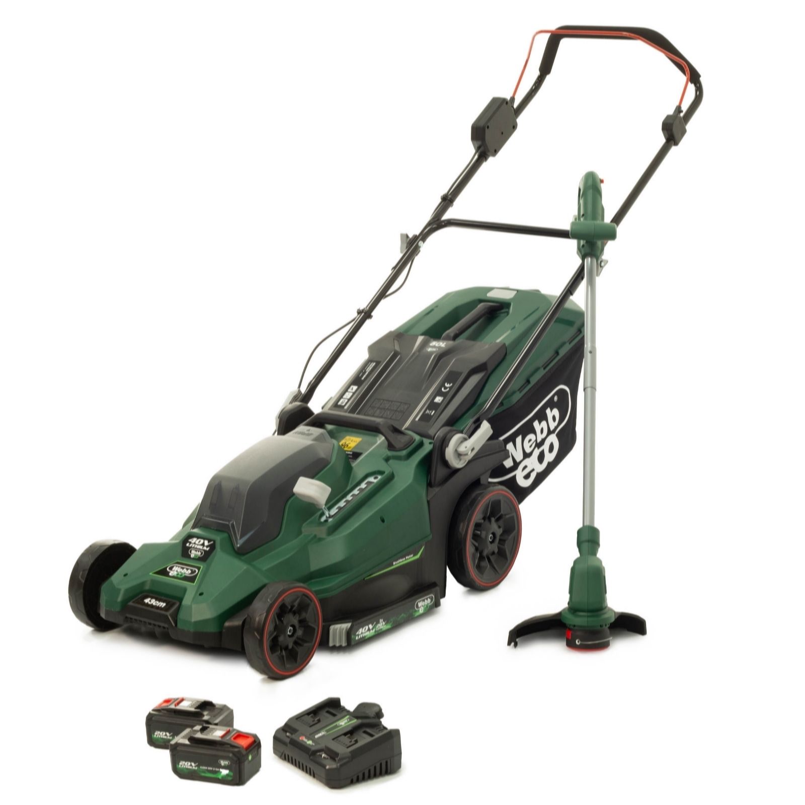 Outlet Webb 40v 43cm Rotary Lawnmower Grass Trimmer