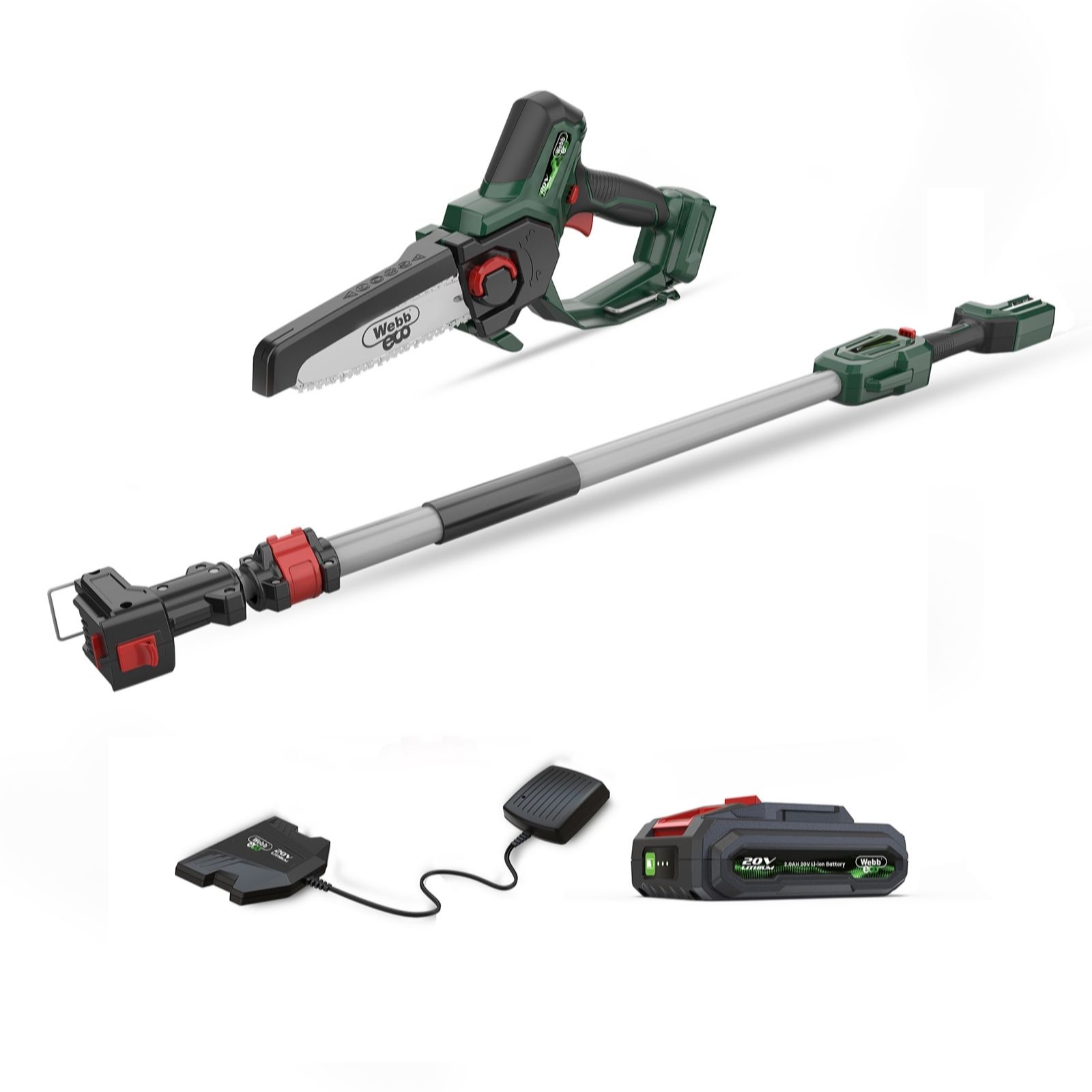 Webb 20v Cordless 15cm Pruning Saw Trimmer with Extension