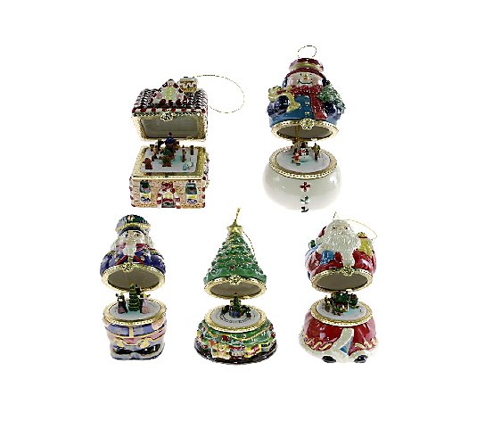 In caz contrar min Plin de noroi  Mr Christmas Set of 5 Musical Box Ornaments Series 1 - QVC UK