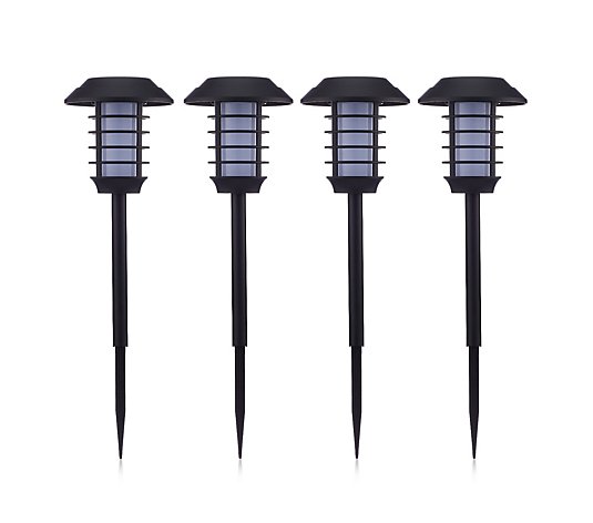 Bell & Howell Set of 4 Solar 21 Lumens Dual Function Flame/ White Stake Lights