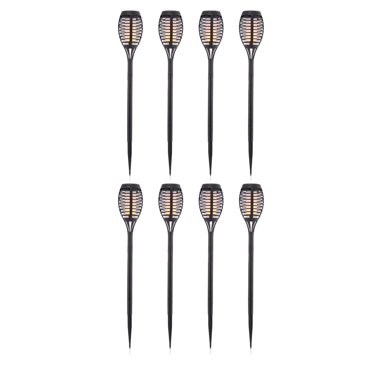 Garden Stories Set of 8 Flame Effect Black Stake Lights