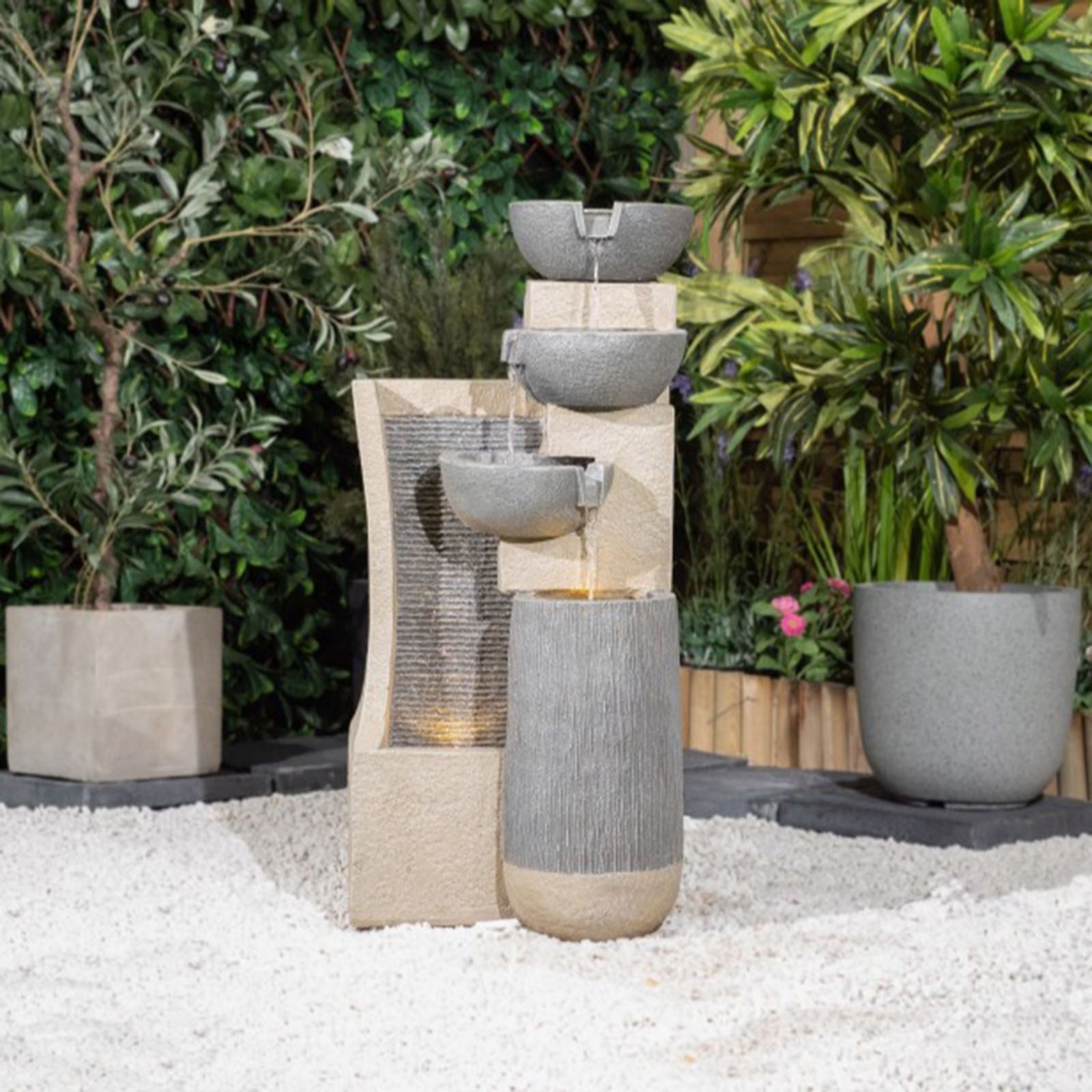 Thompson & Morgan Cascading Four Bowl LED Light Water Feature