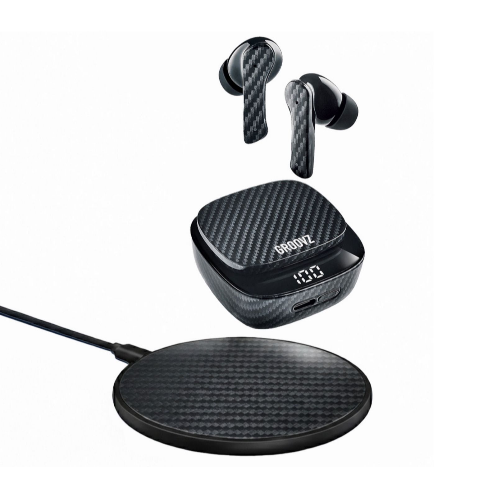 Groovz Plus True Wireless Earbuds with Charging Case & Charging Pad