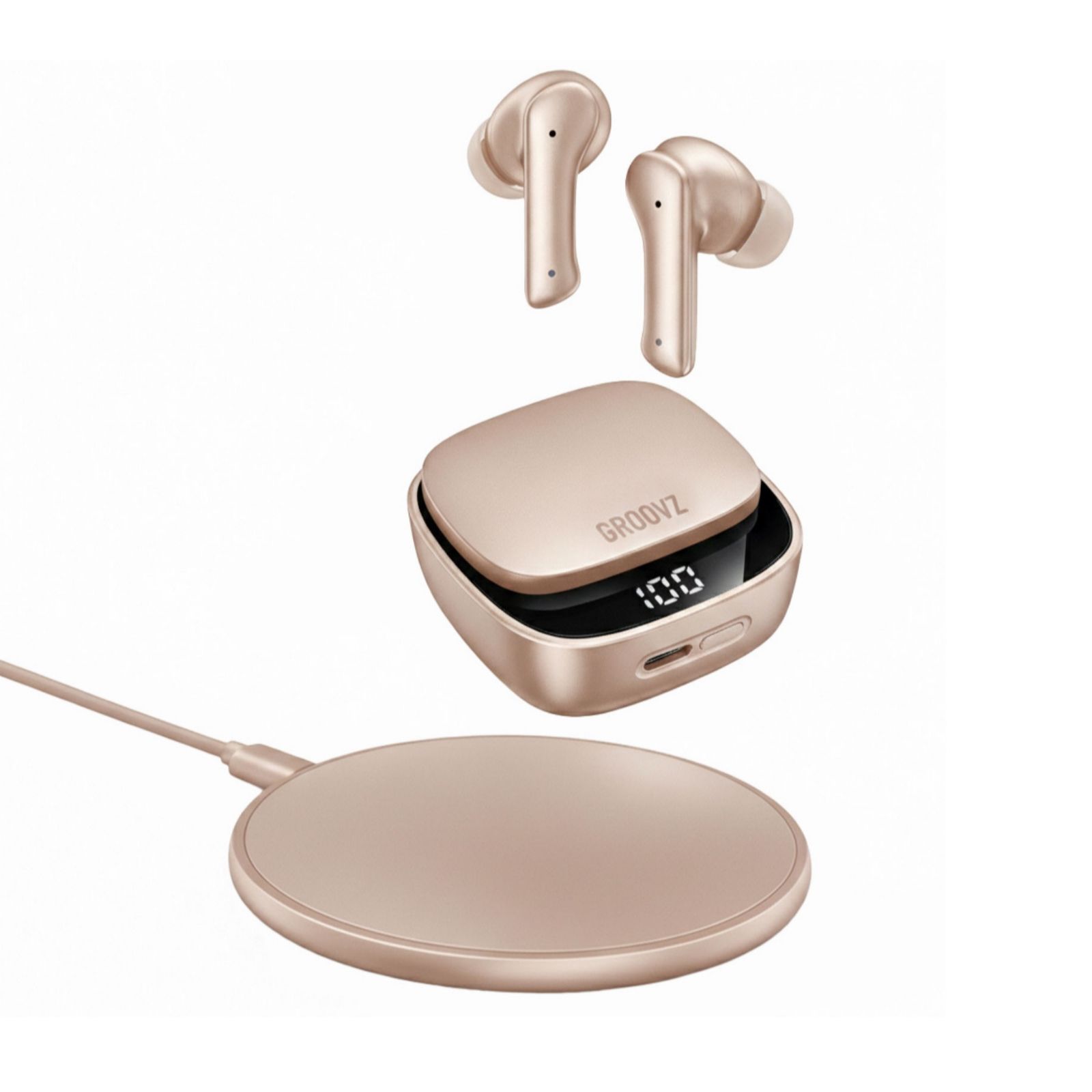 Groovz Plus True Wireless Earbuds with Charging Case & Charging Pad