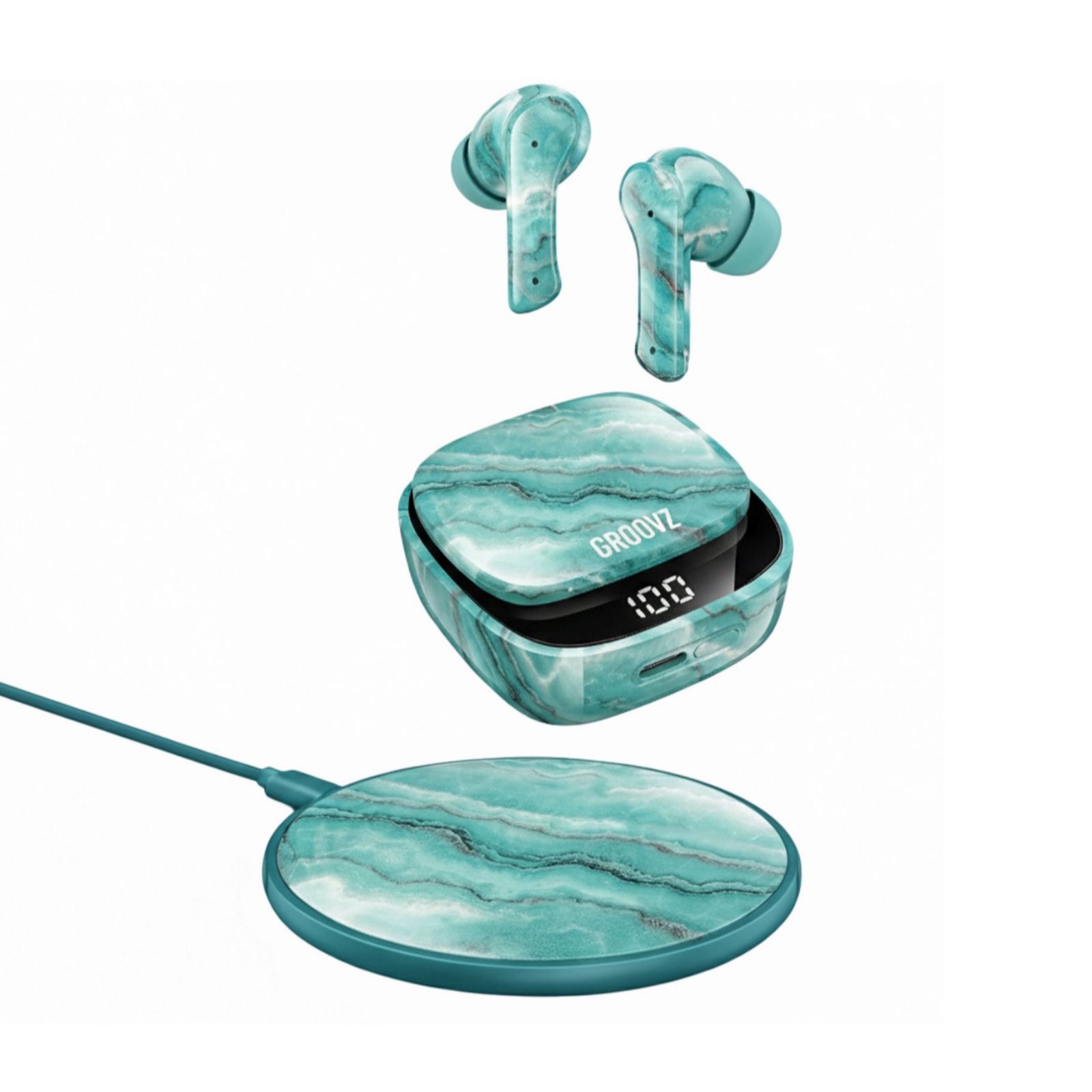 Groovz Plus True Wireless Earbuds with Charging Case & Charging Pad