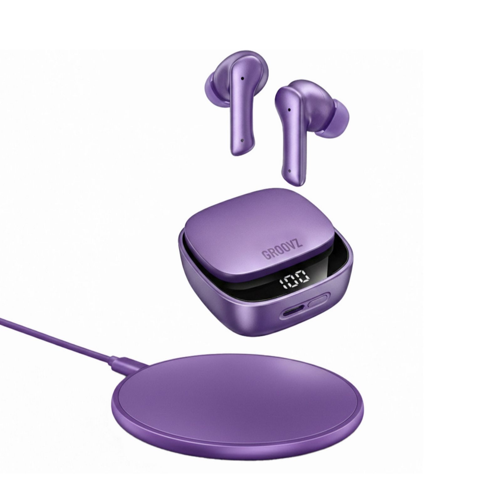 Groovz Plus True Wireless Earbuds with Charging Case & Charging Pad