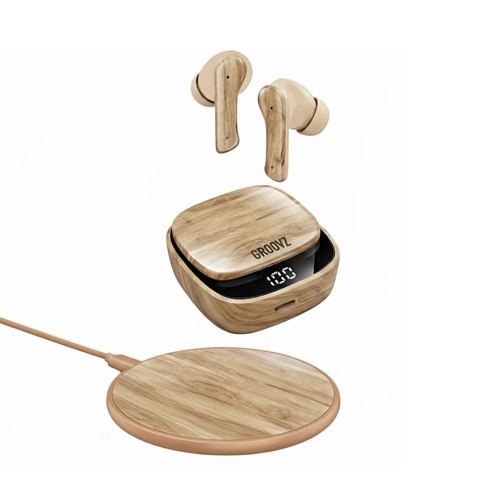 Groovz Plus True Wireless Earbuds with Charging Case & Charging Pad