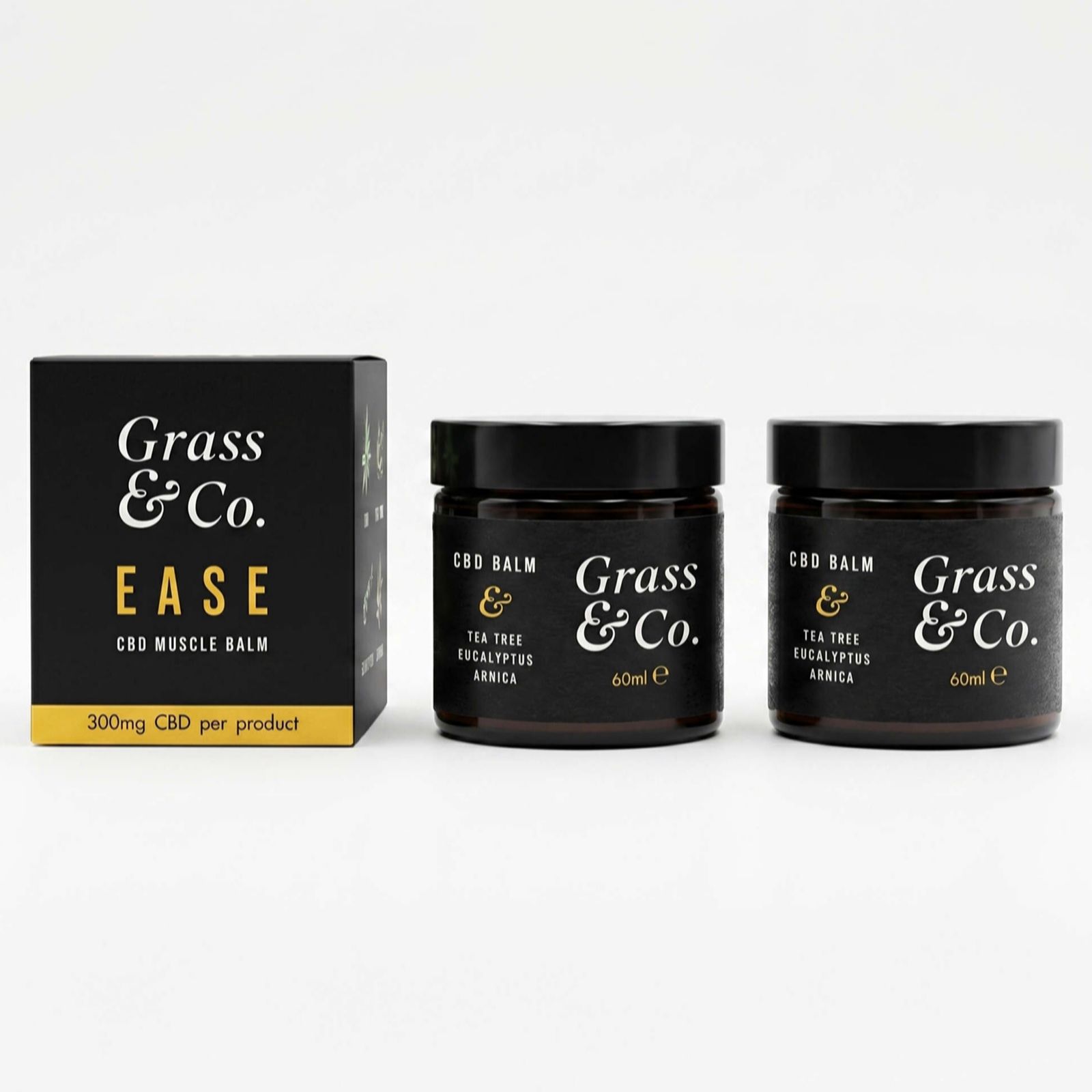 Grass & Co. EASE CBD Muscle Balm 300mg Duo with Tea Tree, Eucalyptus &