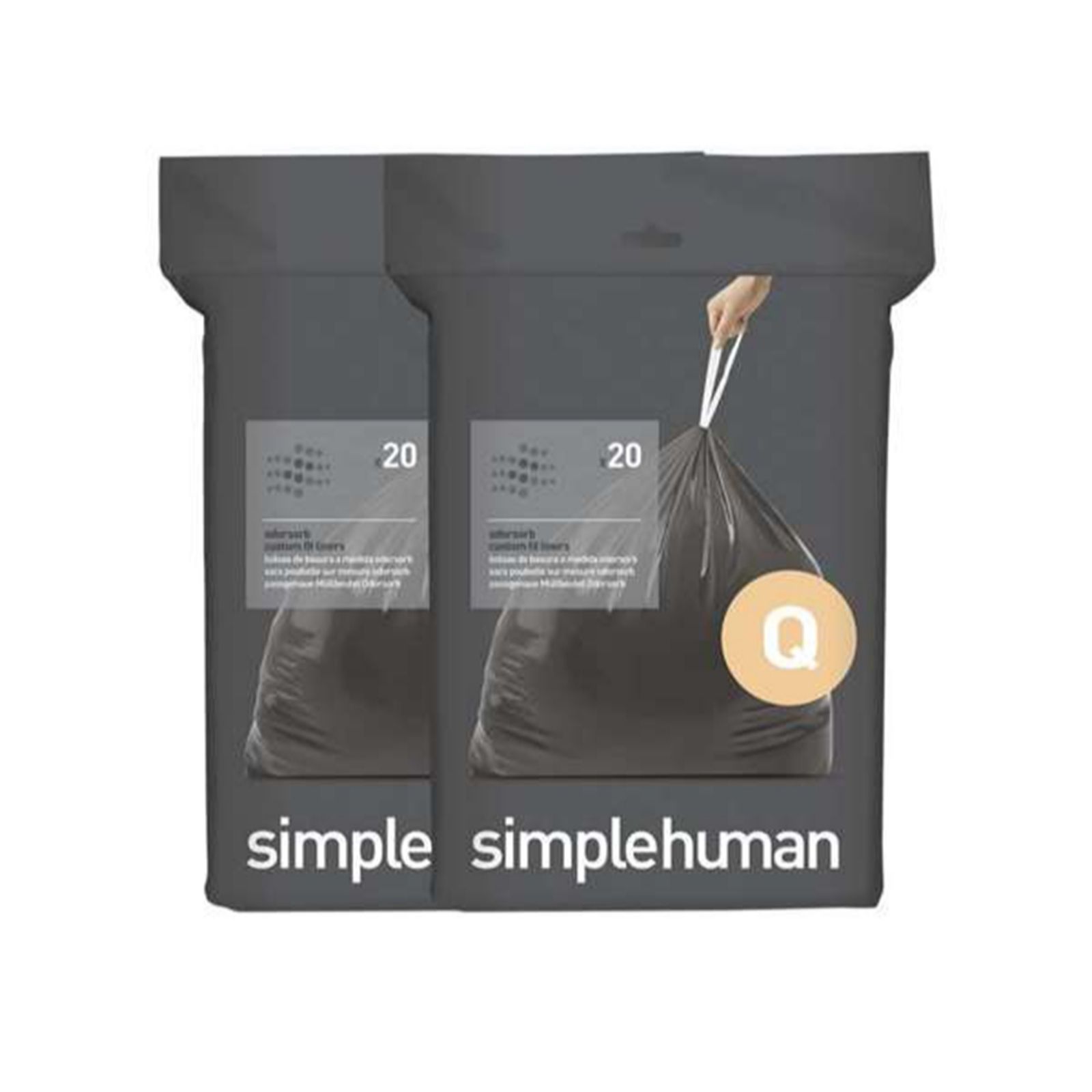 Simplehuman Code Q Custom Fit Odorsorb Bin Liners 40 Pack