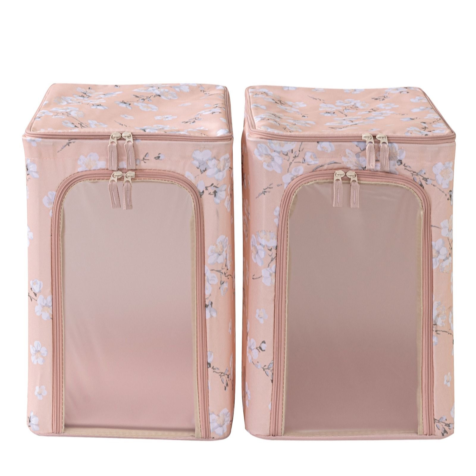 Set of 2 Tall Frosted Wipe Clean Collapsible Storage Boxes w/Divider