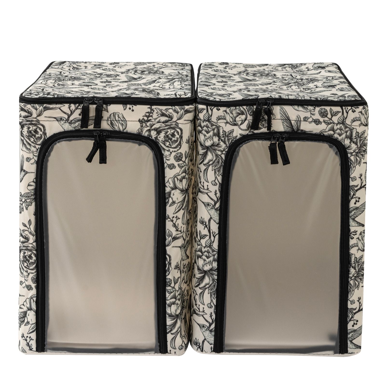 Set of 2 Tall Frosted Wipe Clean Collapsible Storage Boxes w/Divider