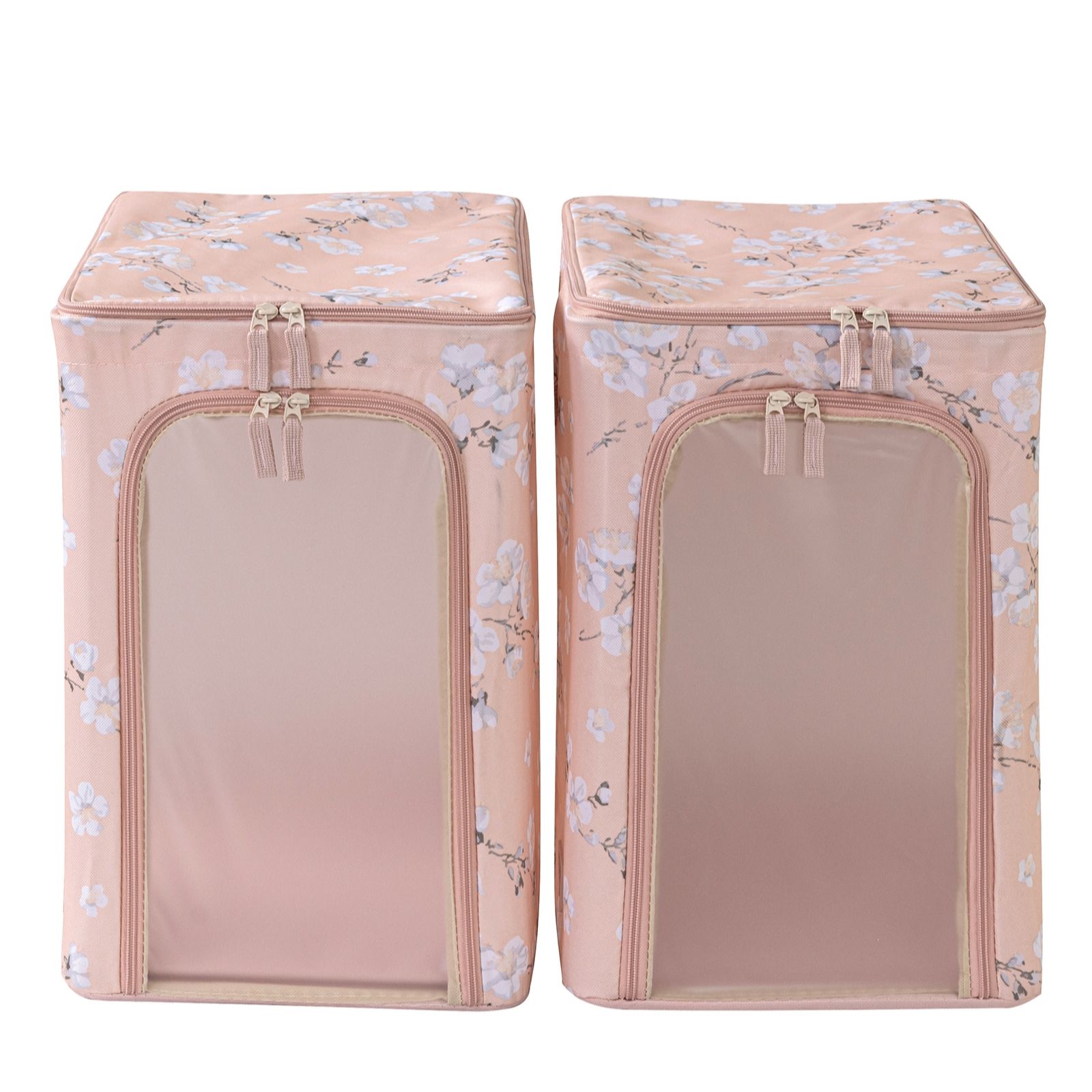 Set of 2 Tall Frosted Wipe Clean Collapsible Storage Boxes w/Divider