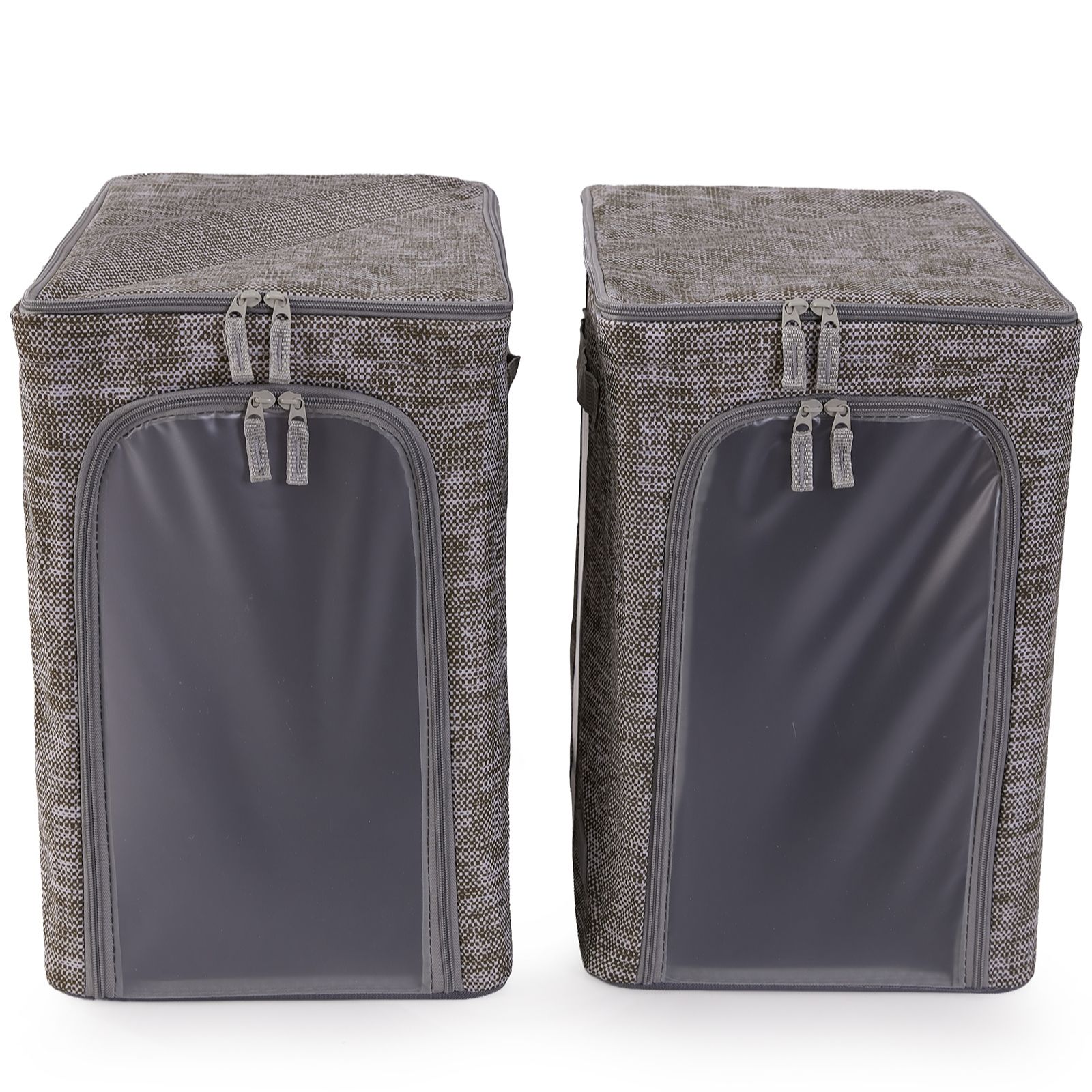 Periea Set of 2 Tall Collapsible Storage Boxes w/Divider and Frosted Windows