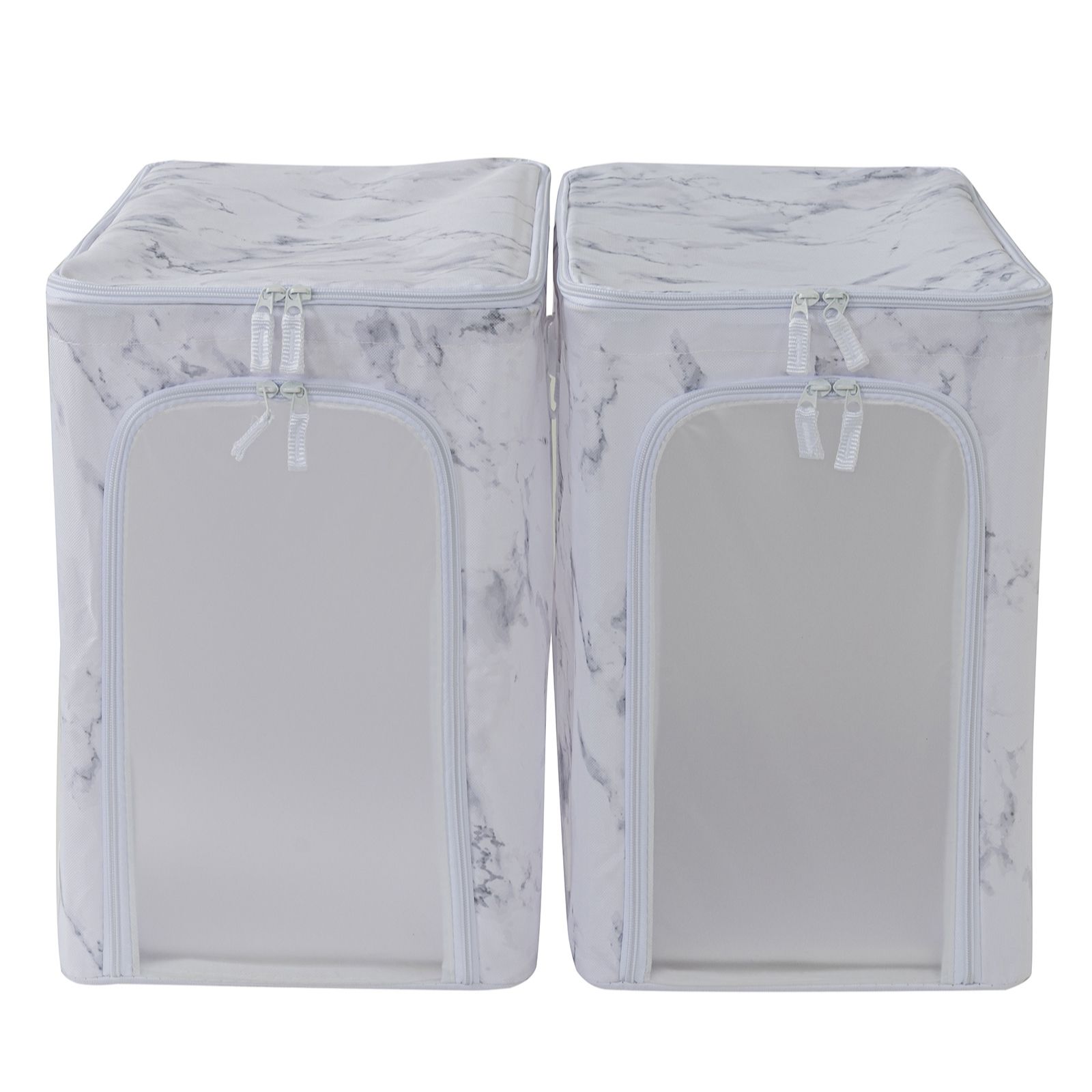 Set of 2 Tall Frosted Wipe Clean Collapsible Storage Boxes w/Divider
