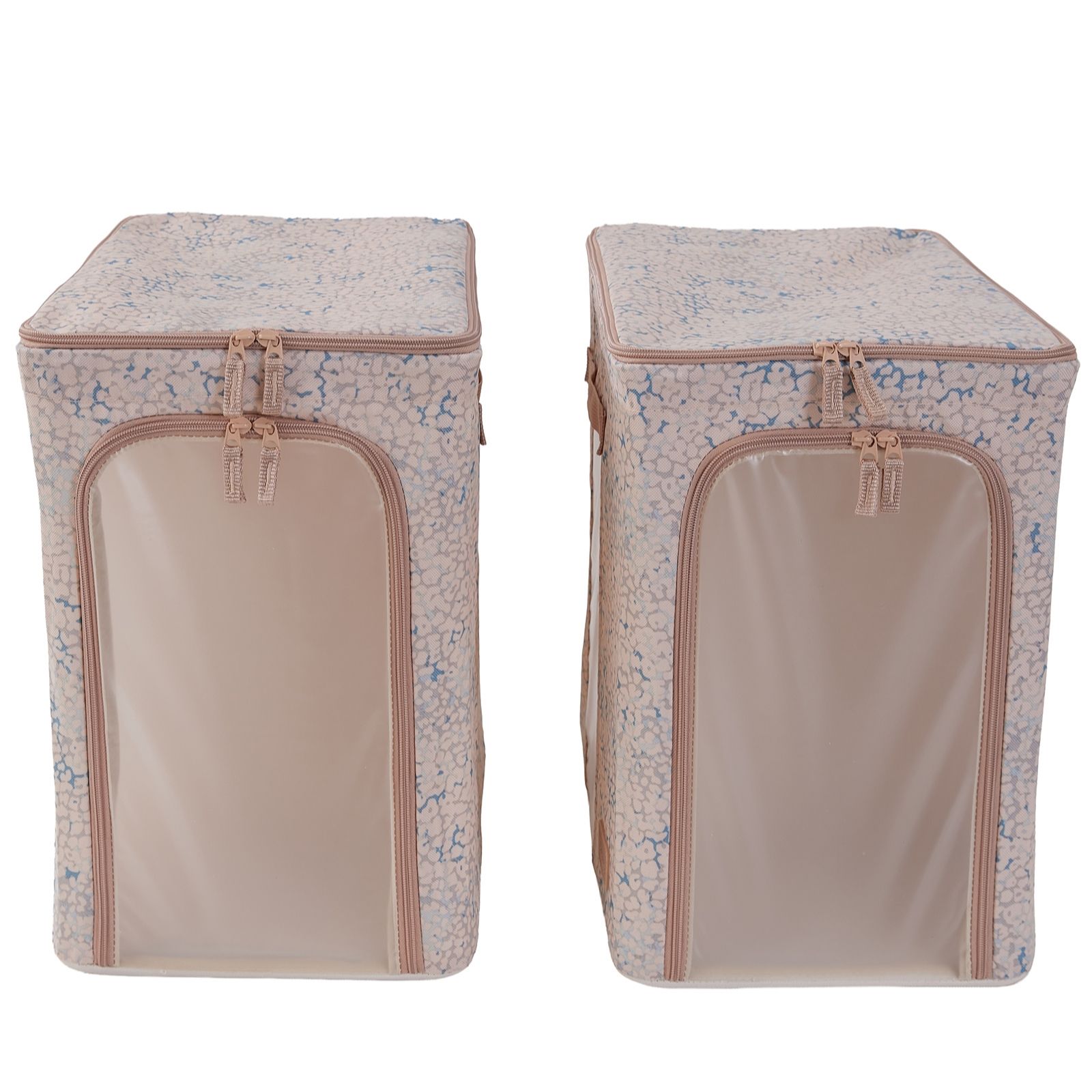 Periea Set of 2 Tall Collapsible Storage Boxes w/Divider and Frosted Windows