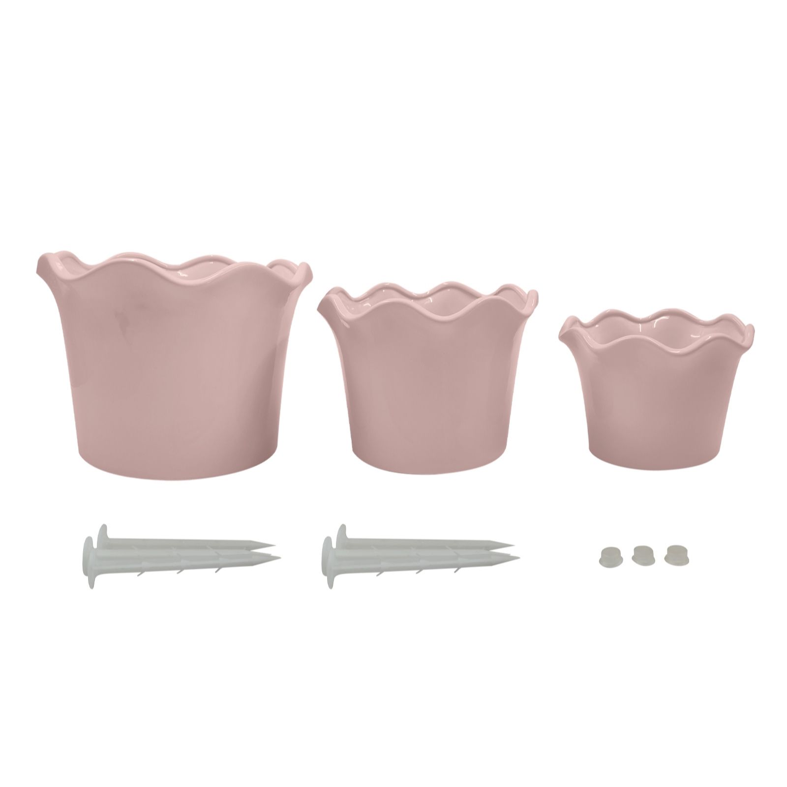 Garden Stories Set of 3 Sorbet Collection Ceramic Scalloped Planters