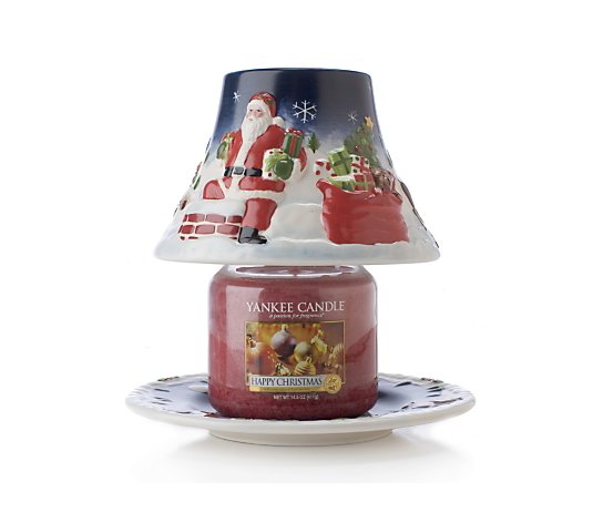 Yankee Candle Happy Christmas Medium Jar & Winter Scene Tray 
