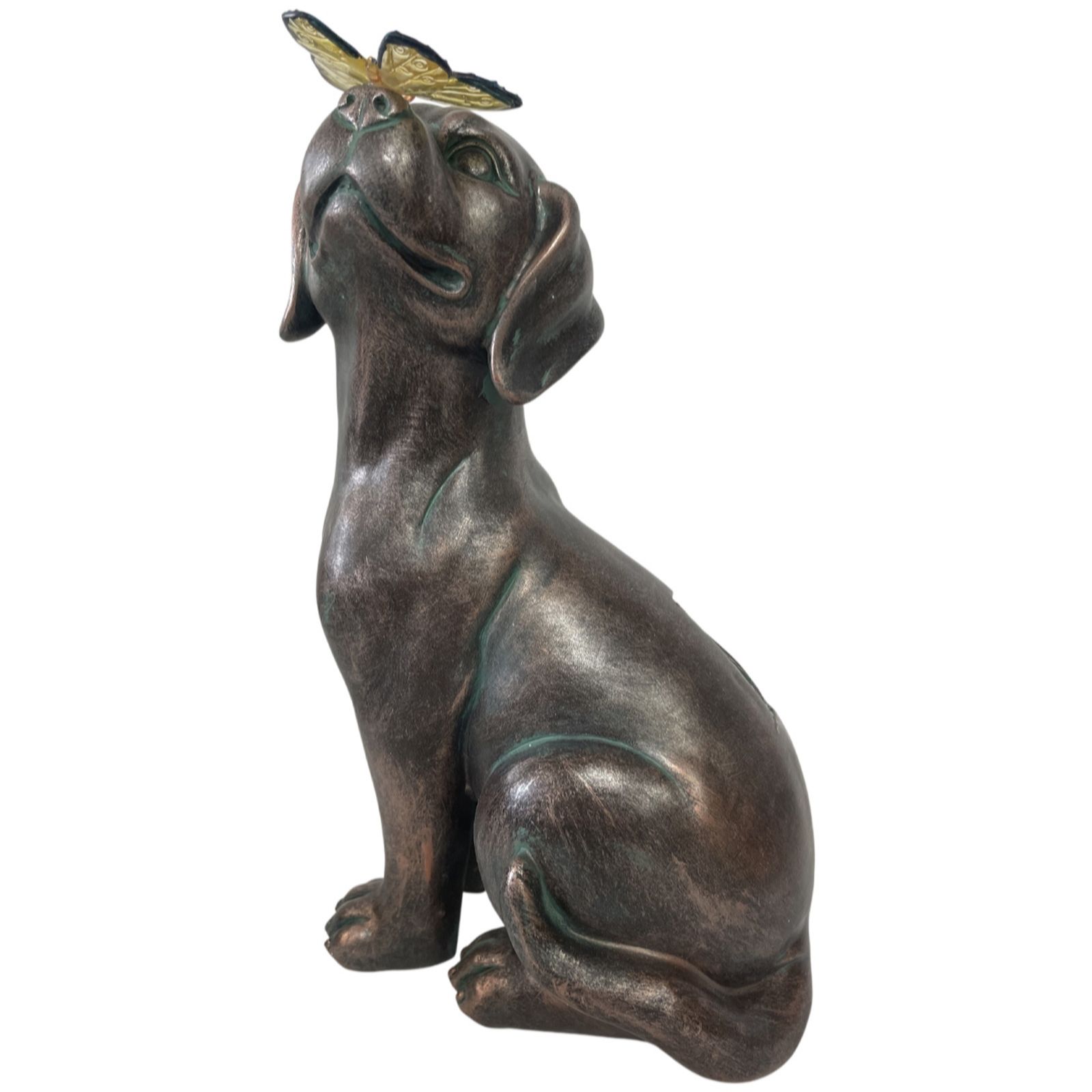Garden Stories Solar Dog with Butterfly Statue